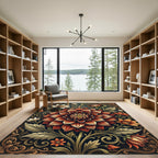 Elegant Crimson Dahlia Floral Botanical Area Rug