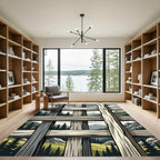 Rustic Woodland Scene Through Wood Fence Rug