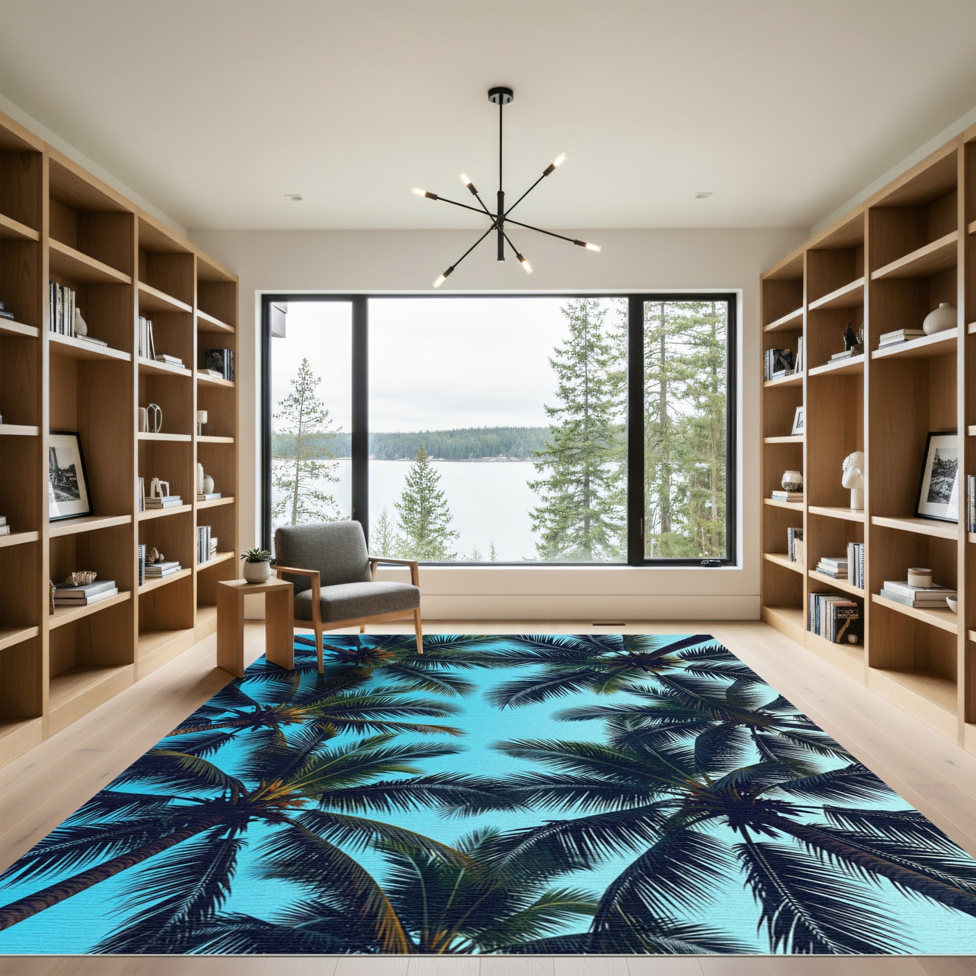 Tropical Palm Frond Sky View Rug