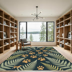 Golden Beagle and Fern Botanical Illustration Rug