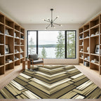 Golden Brown Wood Grain Chevron Rug