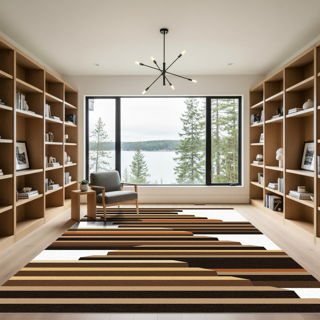 Brown Gradient Stacked Steps Rug