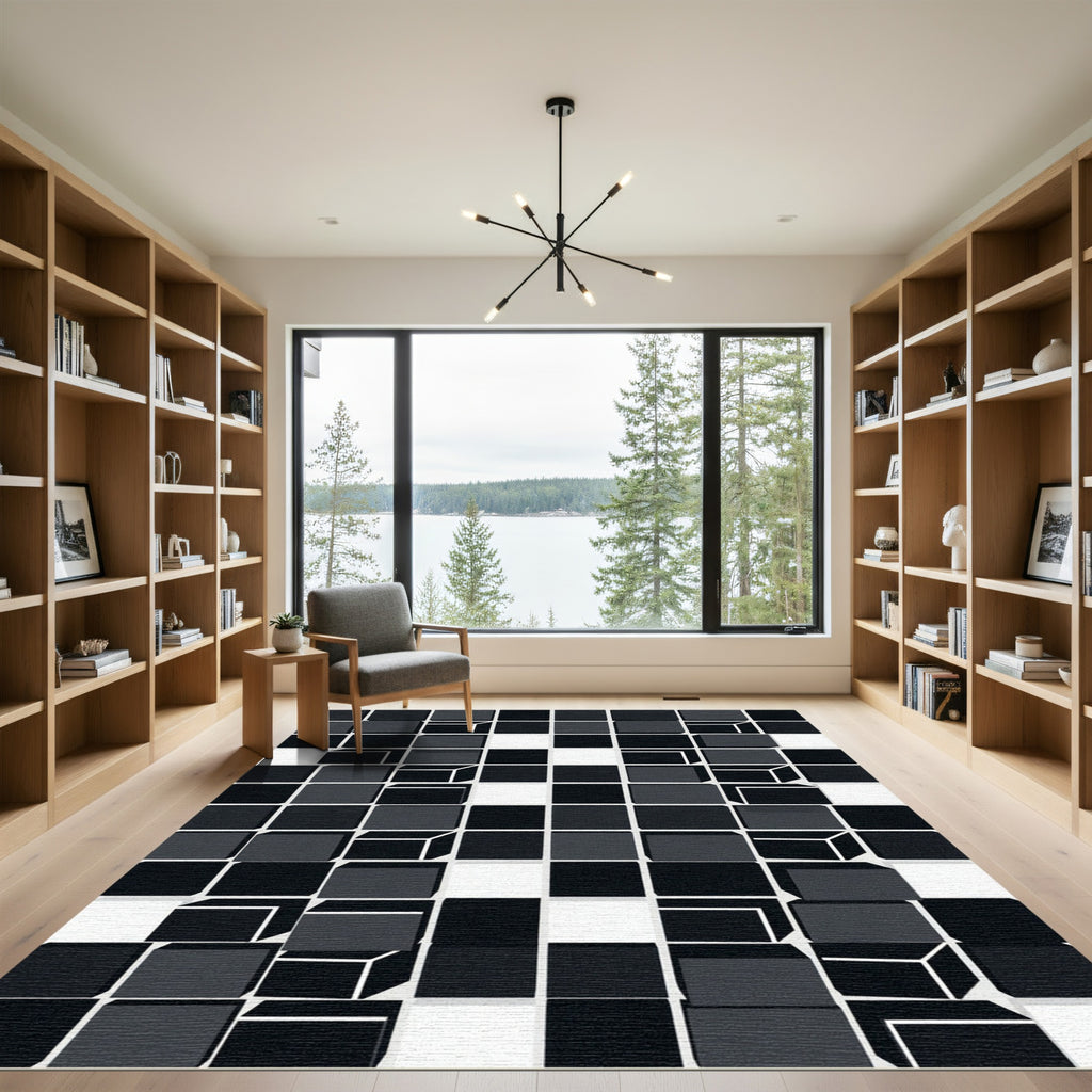 Monochromatic Cubed Illusion Rug