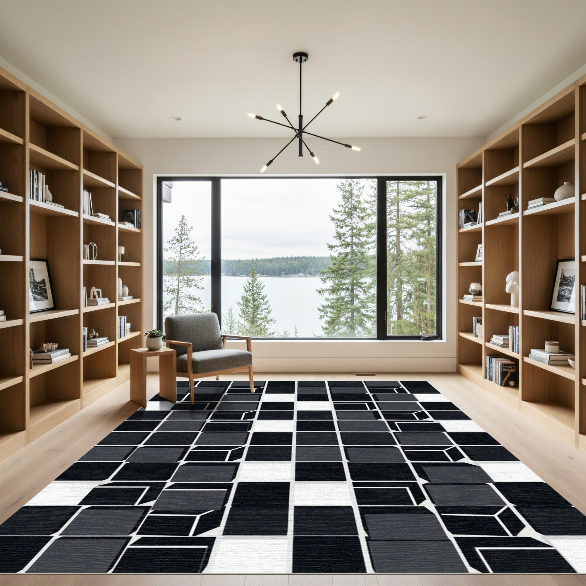 Monochromatic Cubed Illusion Rug
