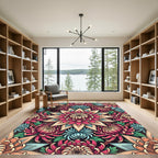 Vibrant Chintz Floral Mandala Chrysanthemum Rug