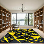 Geometric Yellow and Black Angular Abstract Rug
