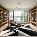 Gray And Black Jet Abstract Composition Rug
