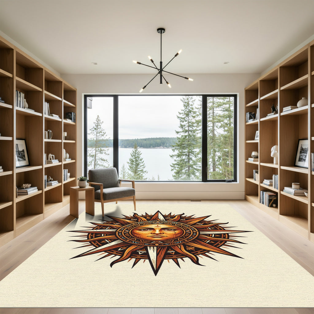 Golden Sun Celestial Radiance Art Rug