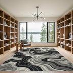 Monochromatic Contour Wave Abstract Rug