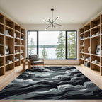 Dramatic Monochrome Swirling Storm Cloud Rug
