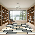 Neutral Toned Staggered Brick Pattern Rug