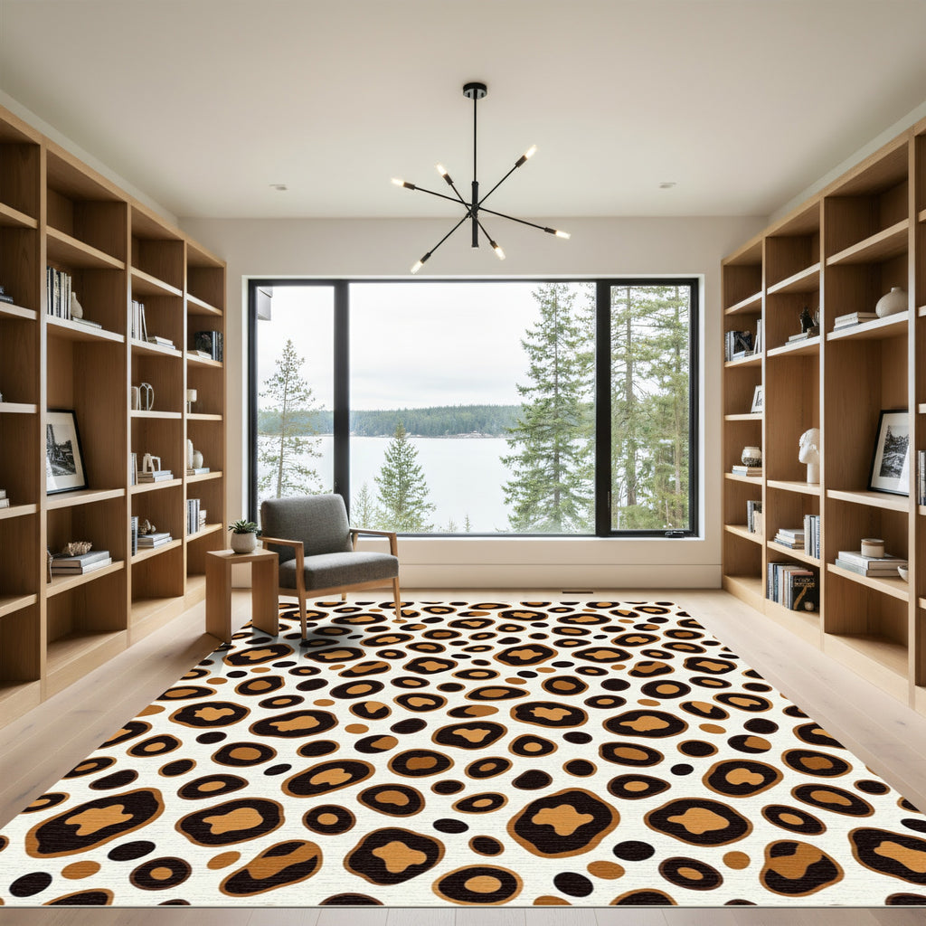 Classic Cream and Black Leopard Spot Rug