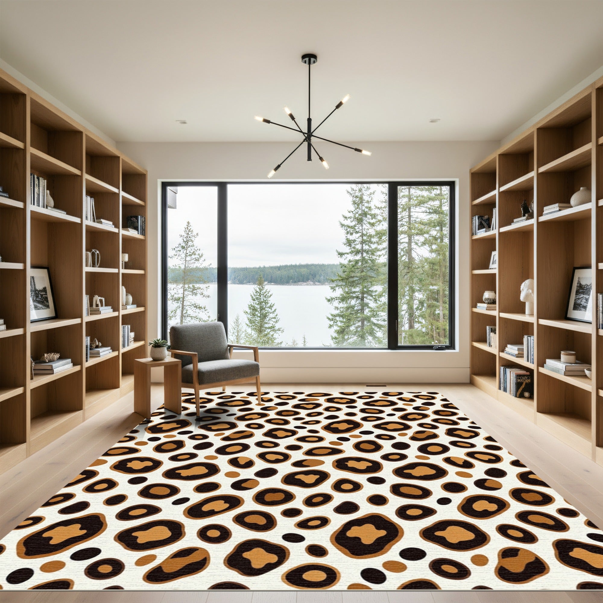Classic Cream and Black Leopard Spot Rug