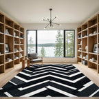 Monochromatic Herringbone Geometric Chevron Rug