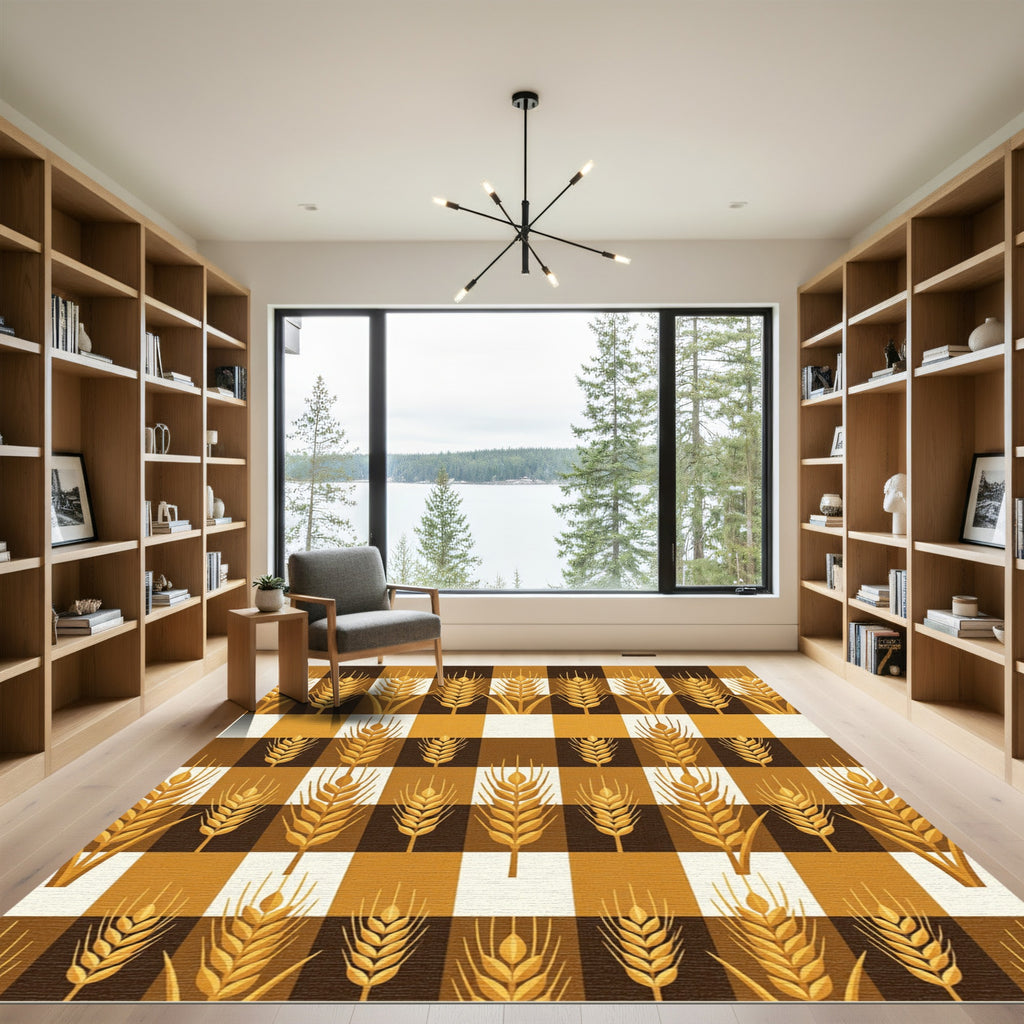 Harvest Gold Wheat Checkered Rug