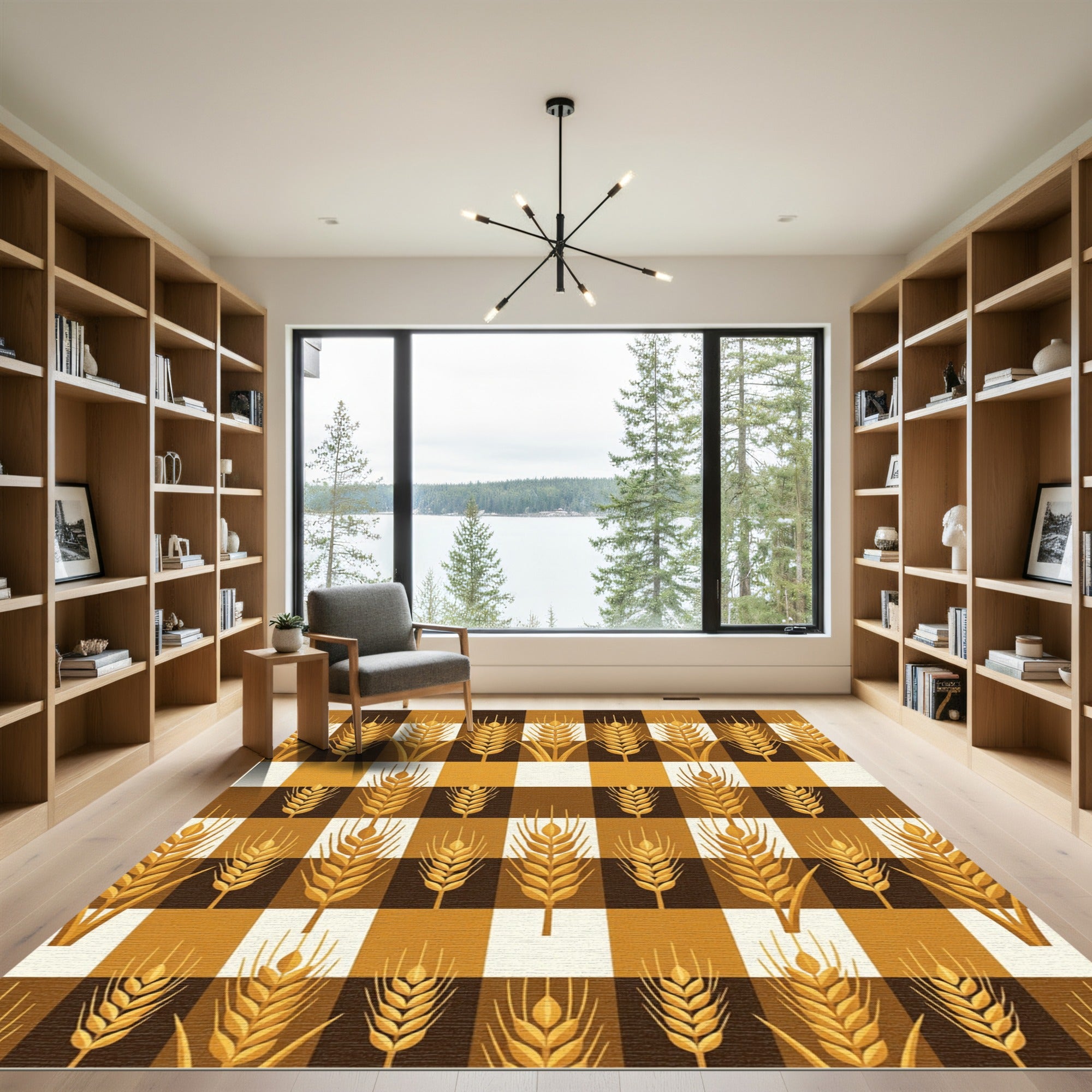 Harvest Gold Wheat Checkered Rug