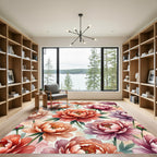 Peony Garden Watercolor Floral Rug