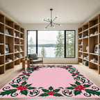 Crimson Poinsettia Holly Flourish Rug