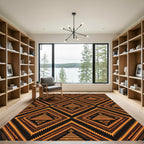 Earthy Brown Tribal Geometric Diamond Rug