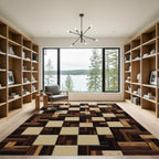 Rich Wood Grain Checkerboard Composition Rug