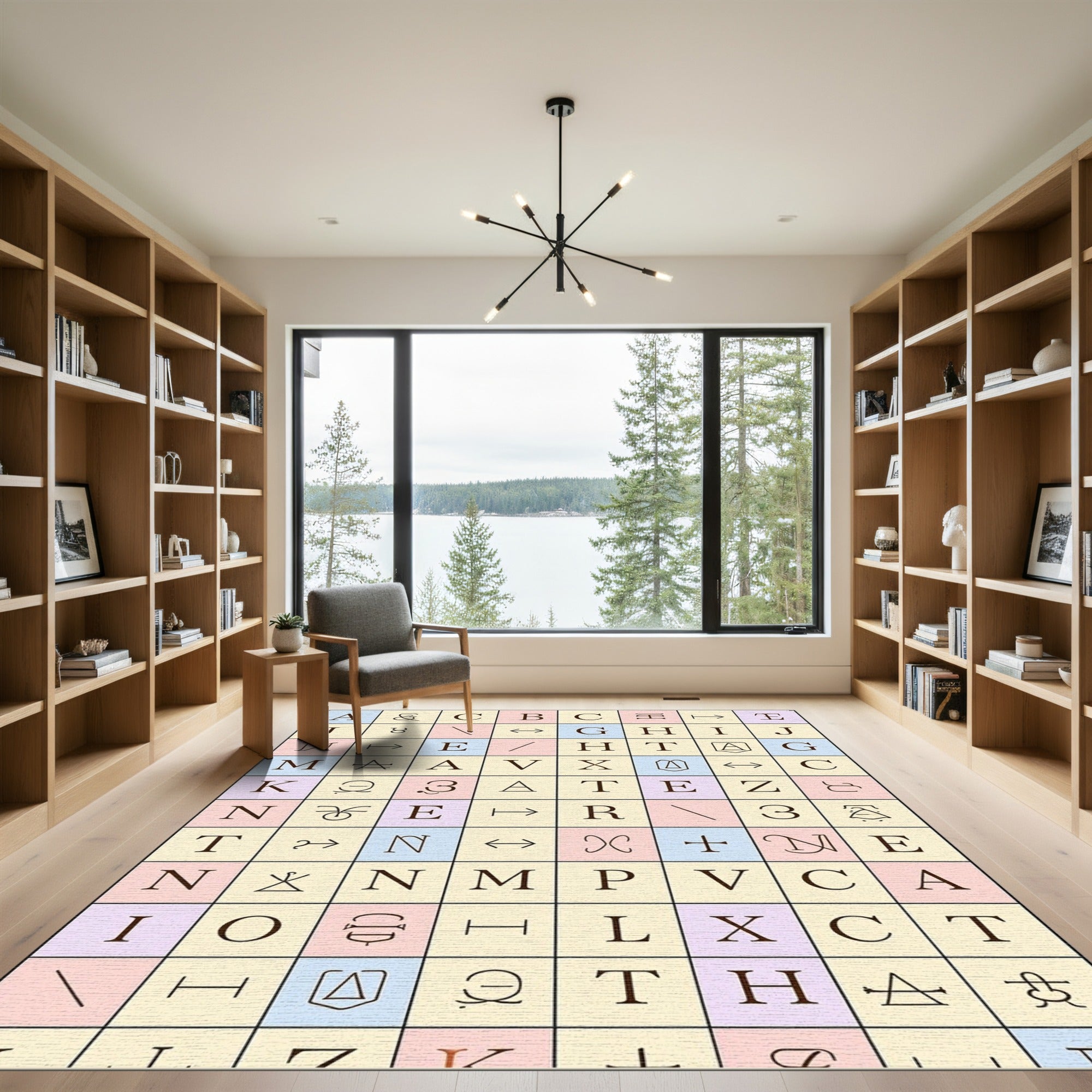 Grid Of Letters Symbols Shapes Rug