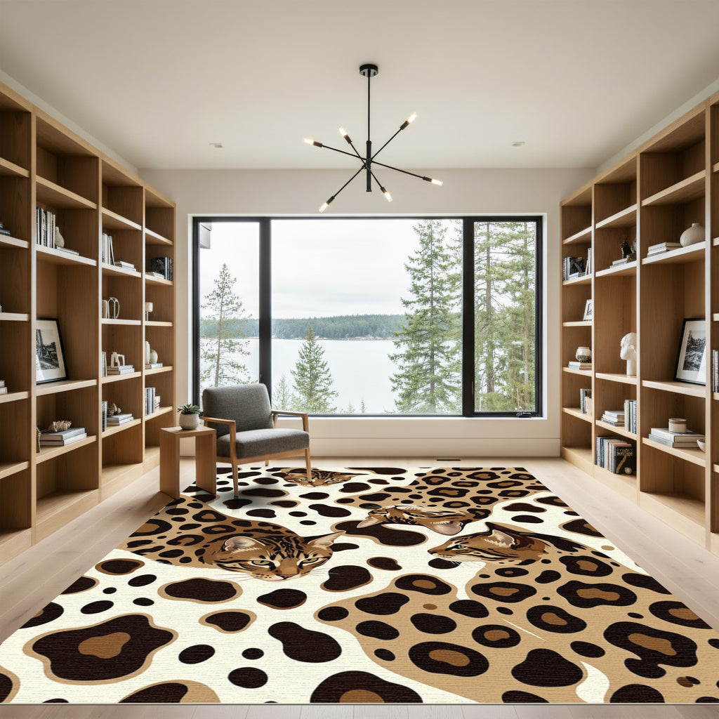 Brown Feline Spots Abstract Composition Rug
