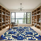 Rich Blue Floral Garden Accents Rug