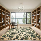 Vintage Sage Botanical Floral Scroll Rug