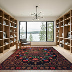 Crimson Red Floral Medallion Aubergine Rug