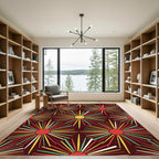 Retro Sunburst Radiating Rays Rug