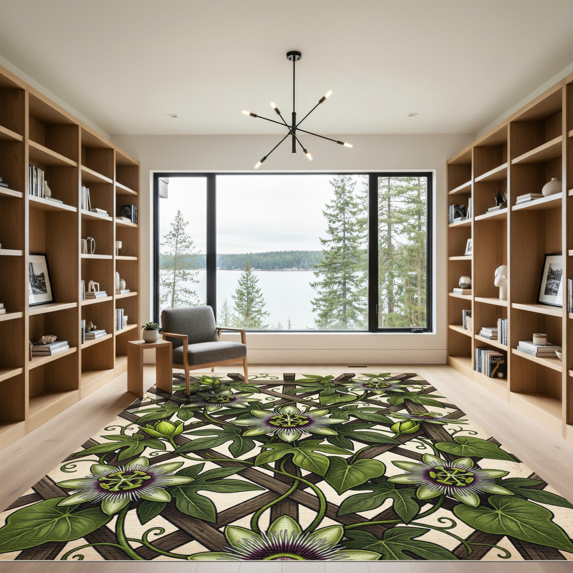 Botanical Passion Flower Trellis Rug