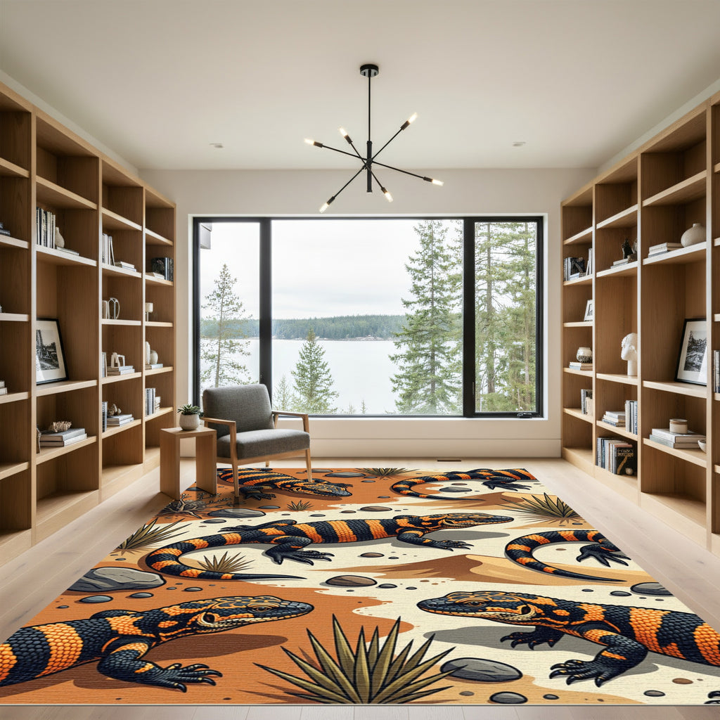 Vibrant Gila Monster Desert Texture Rug