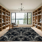Gothic Charcoal Iron Trefoil Arches Rug