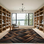 Woven Bronze Interlocked Geometric Texture Rug