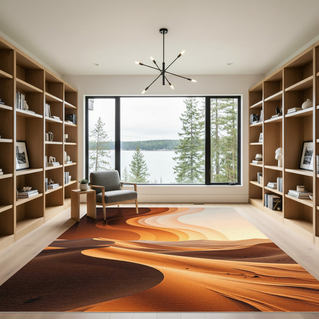 Amber Sunset Dune Abstract Horizon Rug