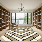 Geometric Tan Herringbone Crushed Effect Rug