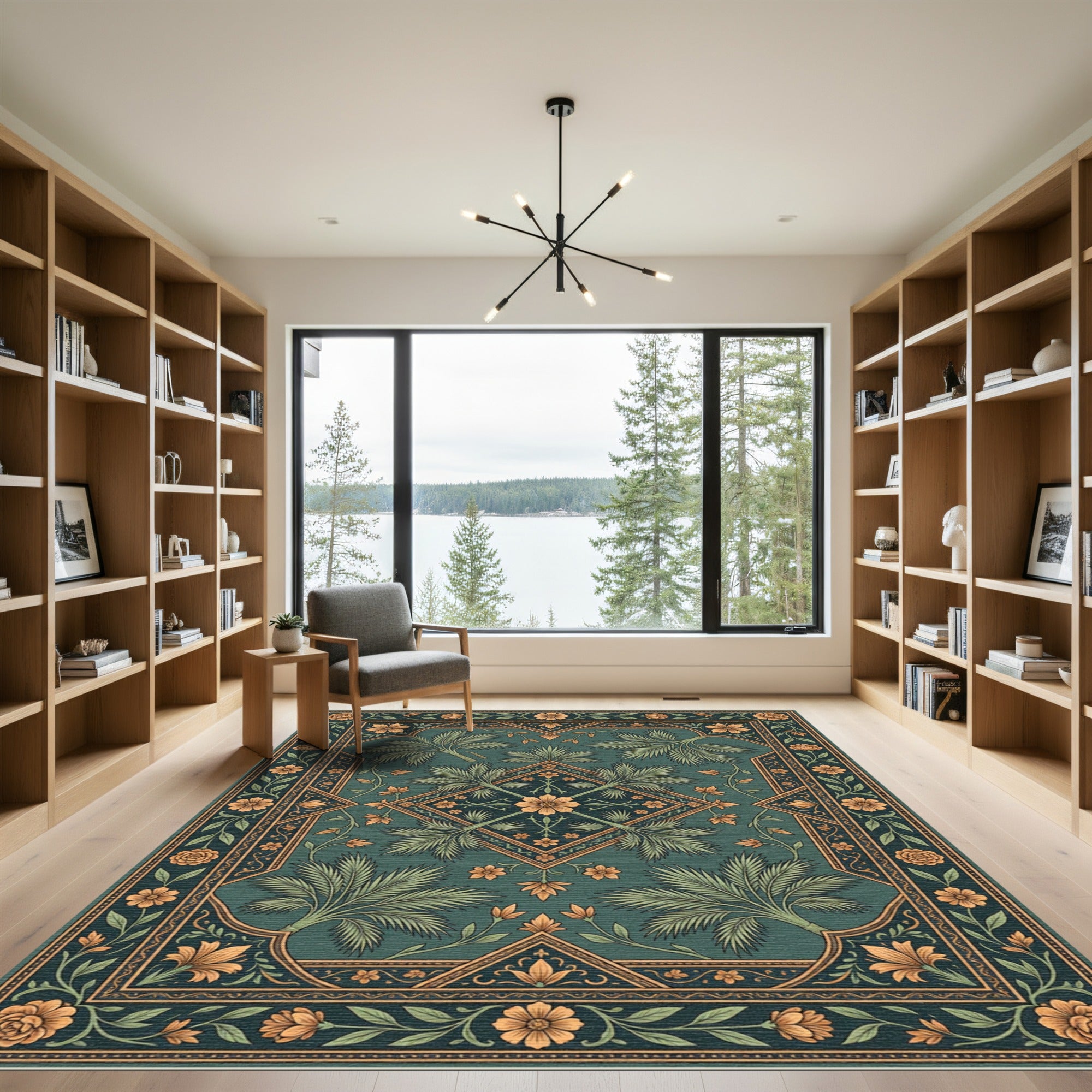 Emerald Teal Botanical Medallion Rug