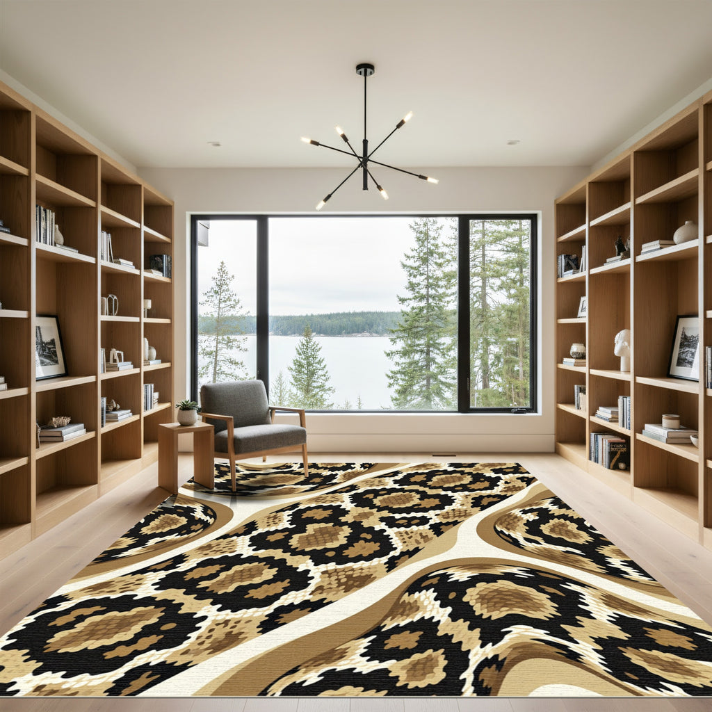 Elegant Neutral Serpent Skin Snake Texture Rug