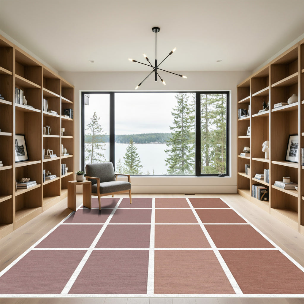 Muted Rose Terracotta Gradient Squares Rug