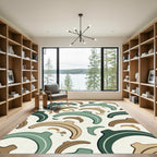 Sage and Taupe Abstract Crescent Moon Rug