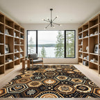 Earth Tone Hexagonal Geometric Artisan Tile Rug