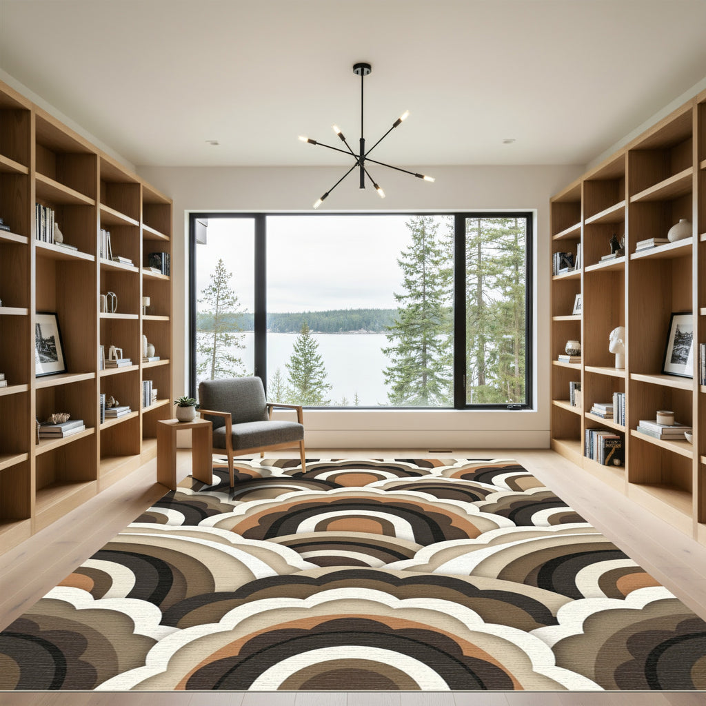 Retro Earthy Tone Layered Arches Rug