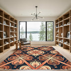 Coral Cream Brown Diamond Clover Rug