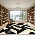 Monochromatic Geometric Interlocking Shapes Rug