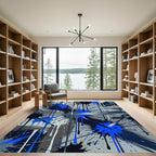 Dynamic Blue Splash Abstract Art Rug
