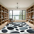 Modern Charcoal Gray Pebble Stone Art Rug