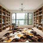 Earthy Brown Cream Splatter Abstract Rug