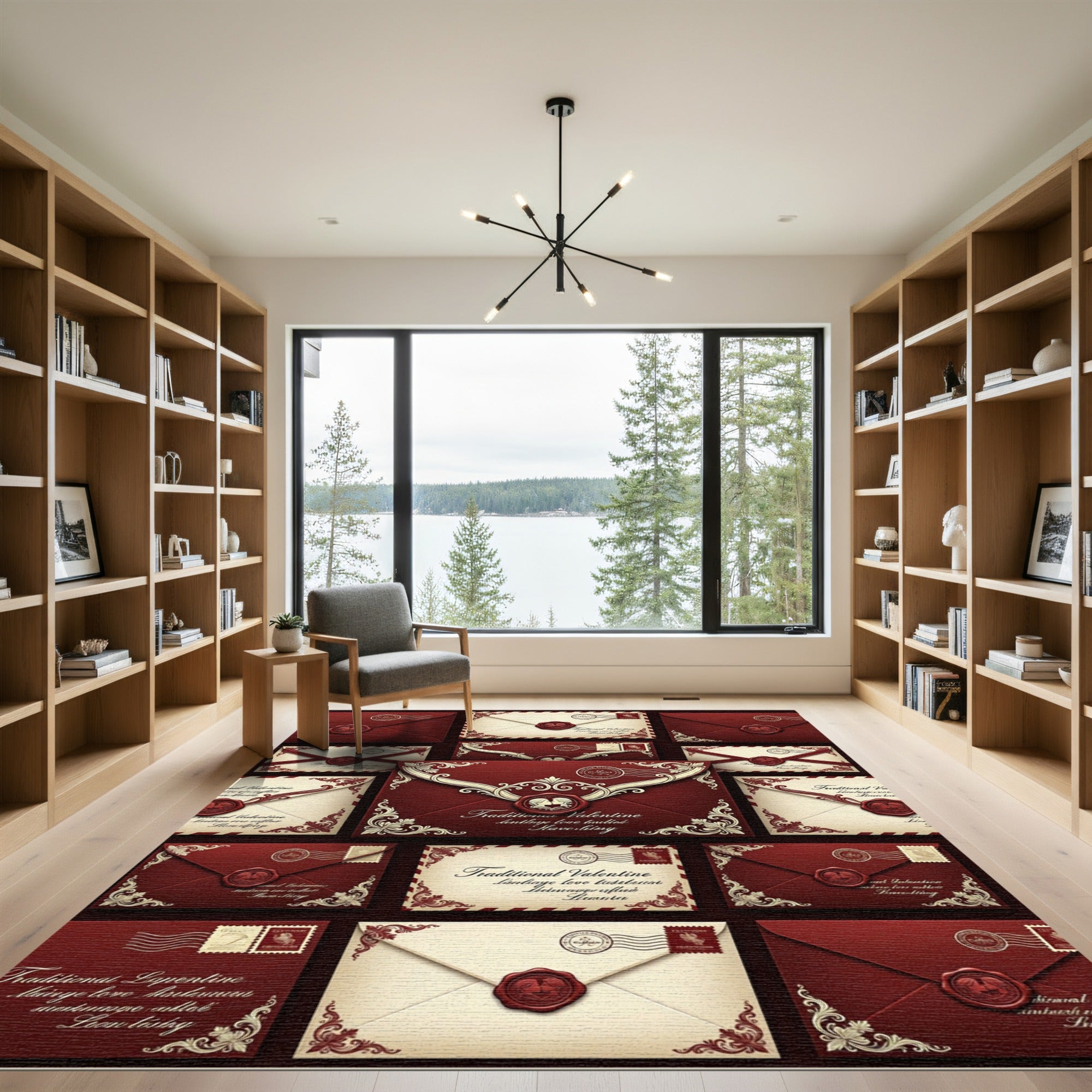 Rich Red Heart Seal Envelopes Rug