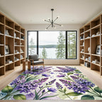 Watercolor Lilac Floral Botanical Garden Rug