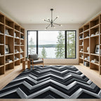 Modern Silver Chevron Zigzag Art Rug